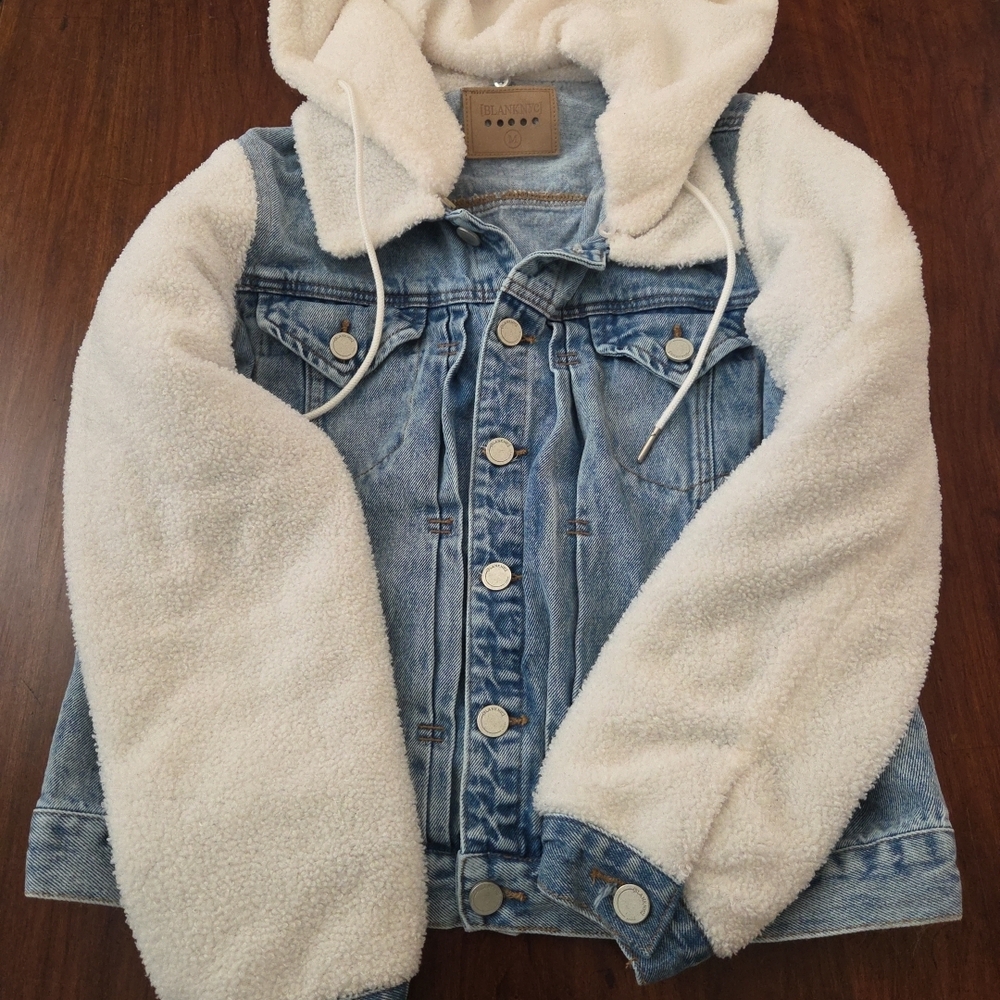 Blank NYC Light Wash Denim Jacket with Contrast Stitching